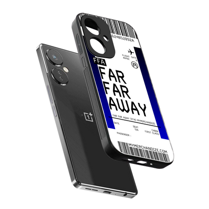 far far away boarding pass ticket back phone cover | glass case for oneplus nord ce 3