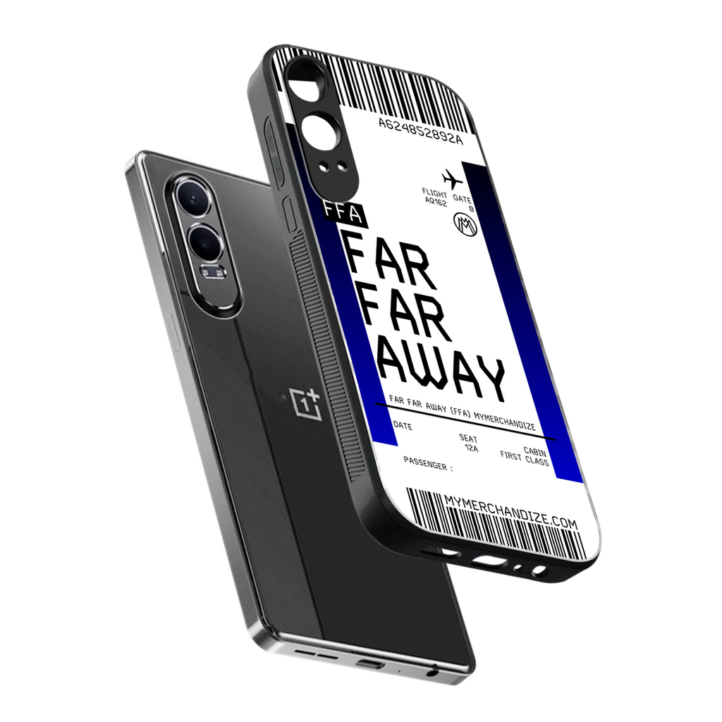 far far away boarding pass ticket back phone cover | glass case for oneplus nord ce 4 lite