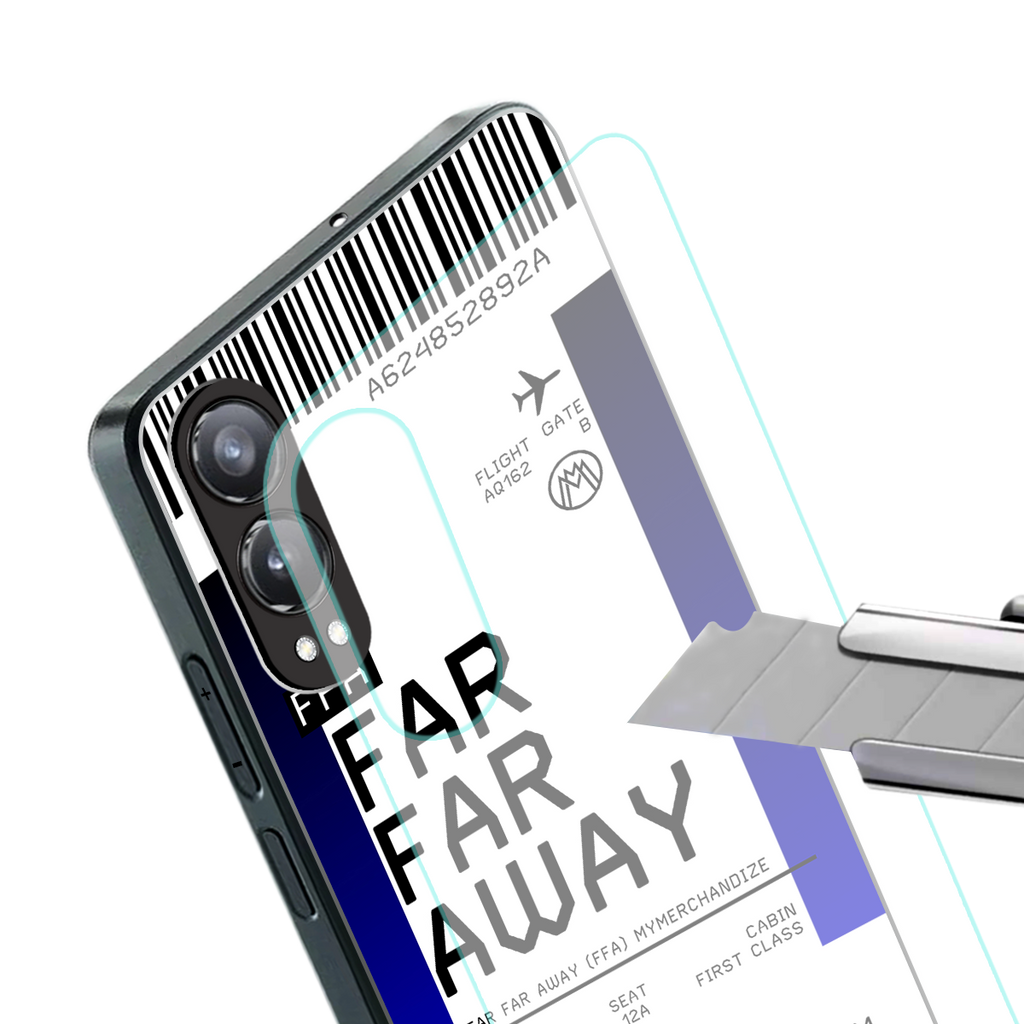 far far away boarding pass ticket back phone cover | glass case for oneplus nord ce 4 lite