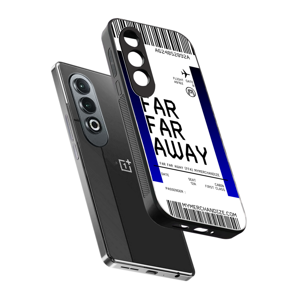 far far away boarding pass ticket back phone cover | glass case for oneplus nord ce 4