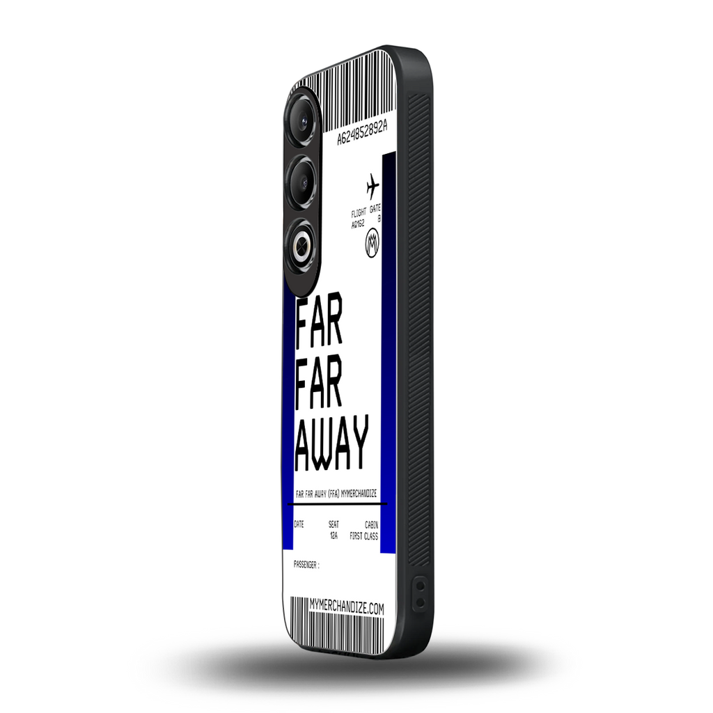 far far away boarding pass ticket back phone cover | glass case for oneplus nord ce 4