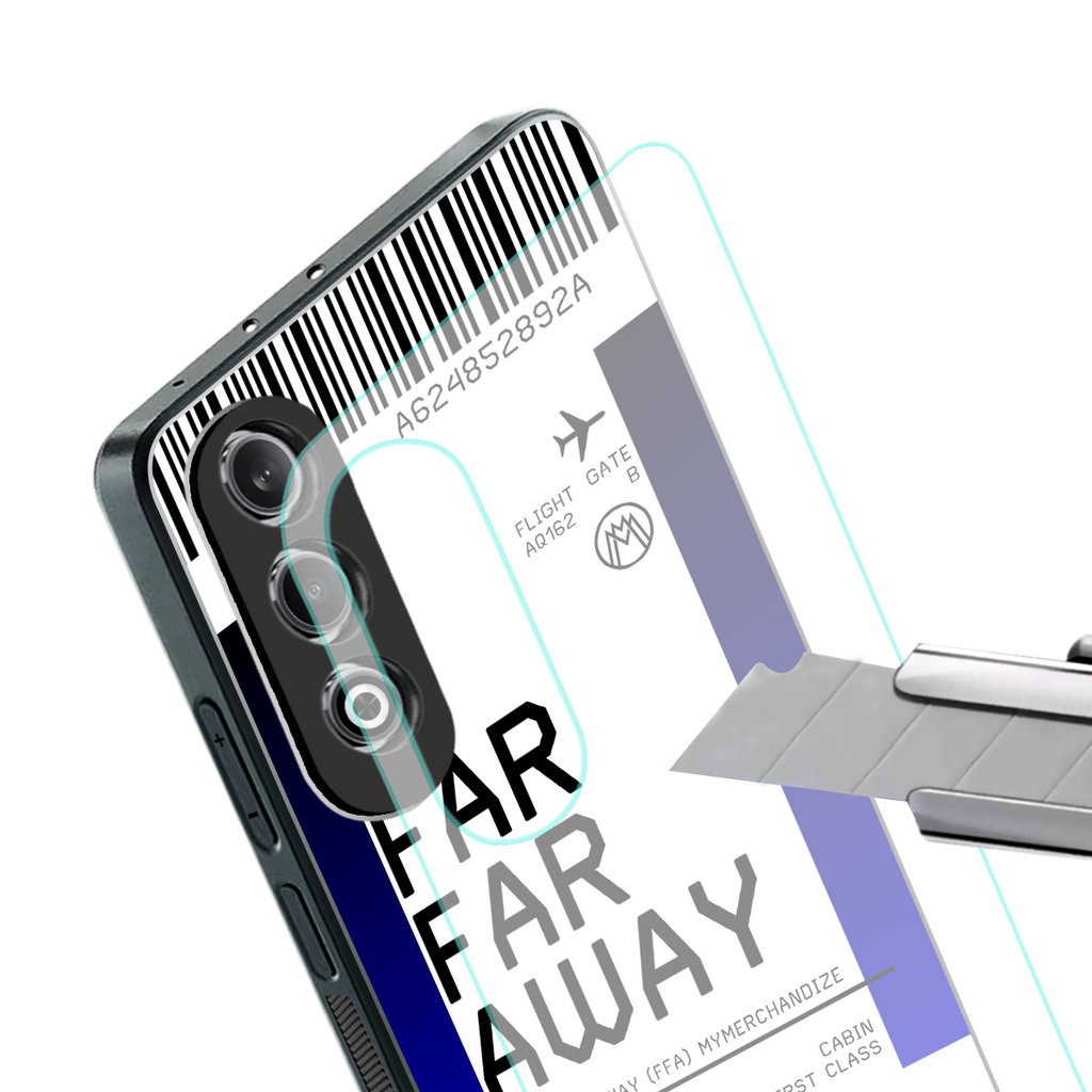 far far away boarding pass ticket back phone cover | glass case for oneplus nord ce 4