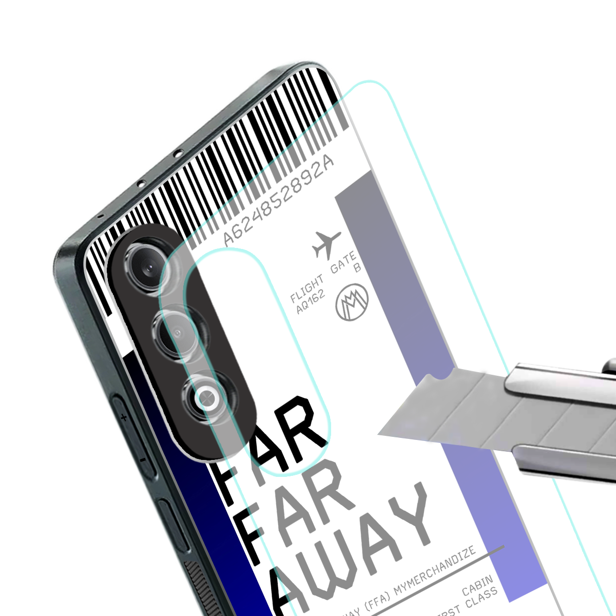 far far away boarding pass ticket back phone cover | glass case for oneplus nord ce 4