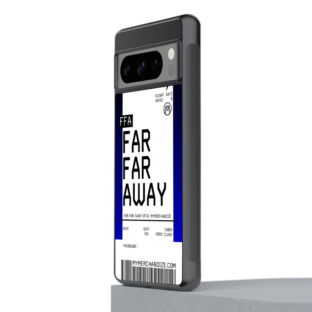 far far away boarding pass ticket back phone cover | glass case for google pixel 8 pro