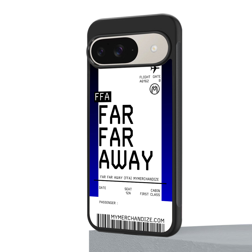 far far away boarding pass ticket back phone cover | glass case for google pixel 9
