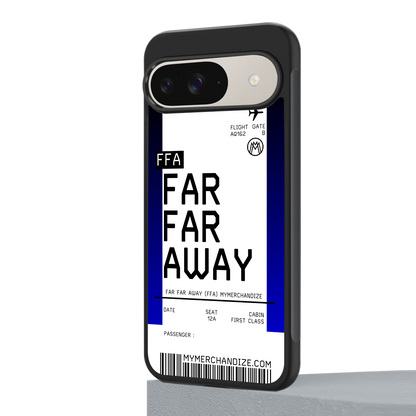 far far away boarding pass ticket back phone cover | glass case for google pixel 9