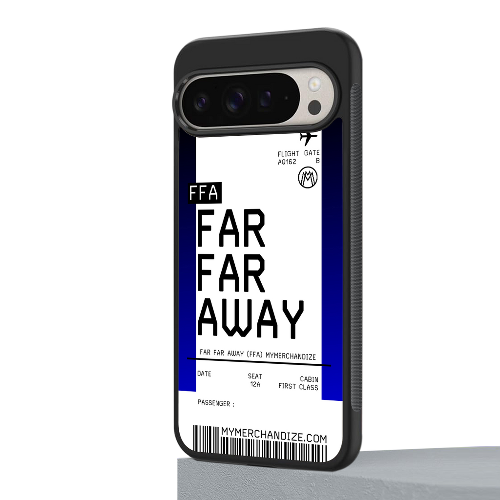 far far away boarding pass ticket back phone cover | glass case for google pixel 9 pro xl