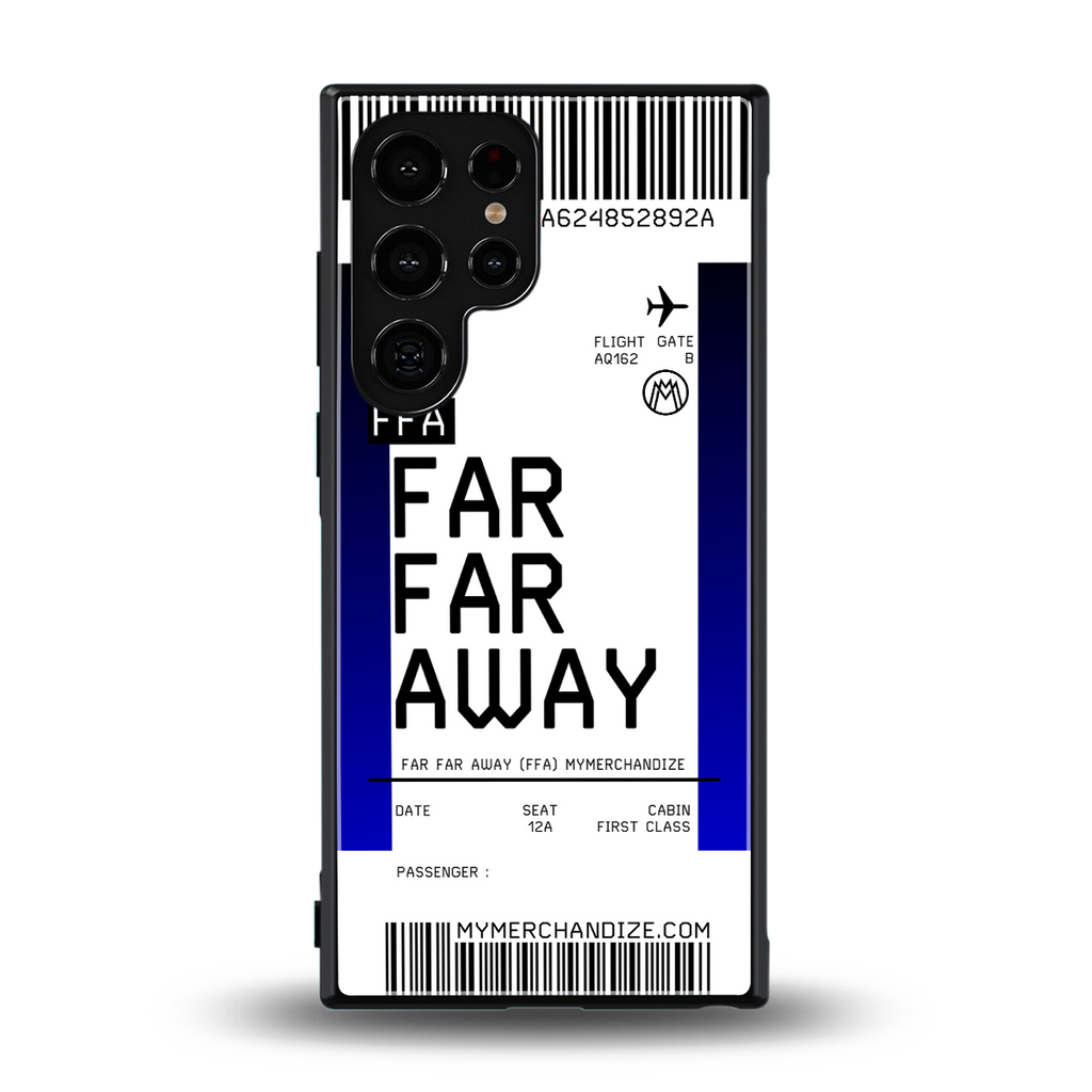 far far away boarding pass ticket back phone cover | glass case for samsung galaxy s23 ultra
