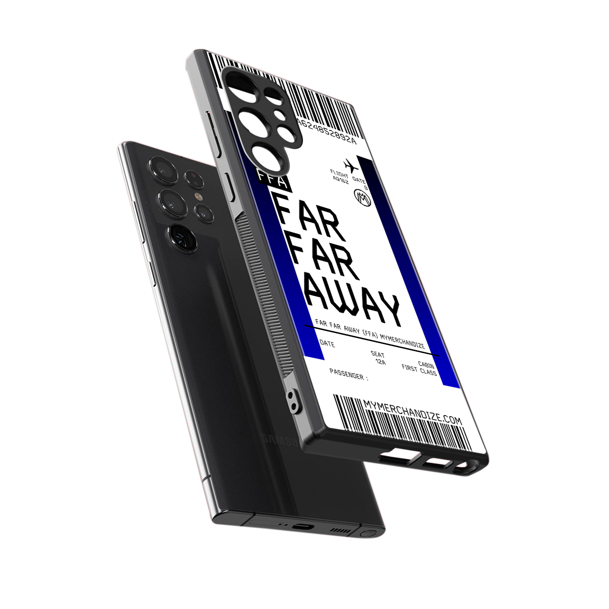 far far away boarding pass ticket back phone cover | glass case for samsung galaxy s23 ultra