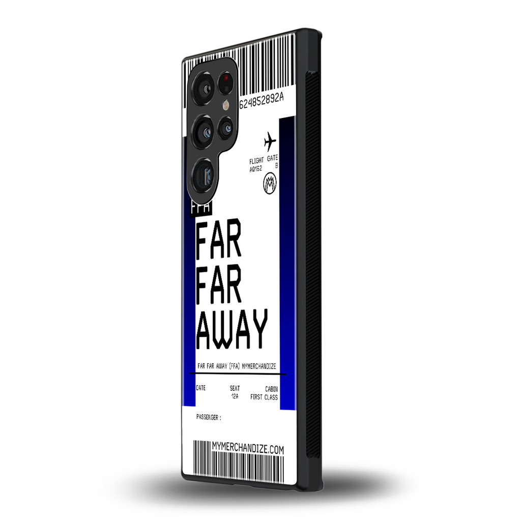 far far away boarding pass ticket back phone cover | glass case for samsung galaxy s23 ultra