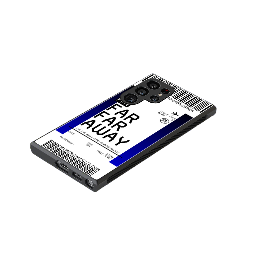 far far away boarding pass ticket back phone cover | glass case for samsung galaxy s23 ultra