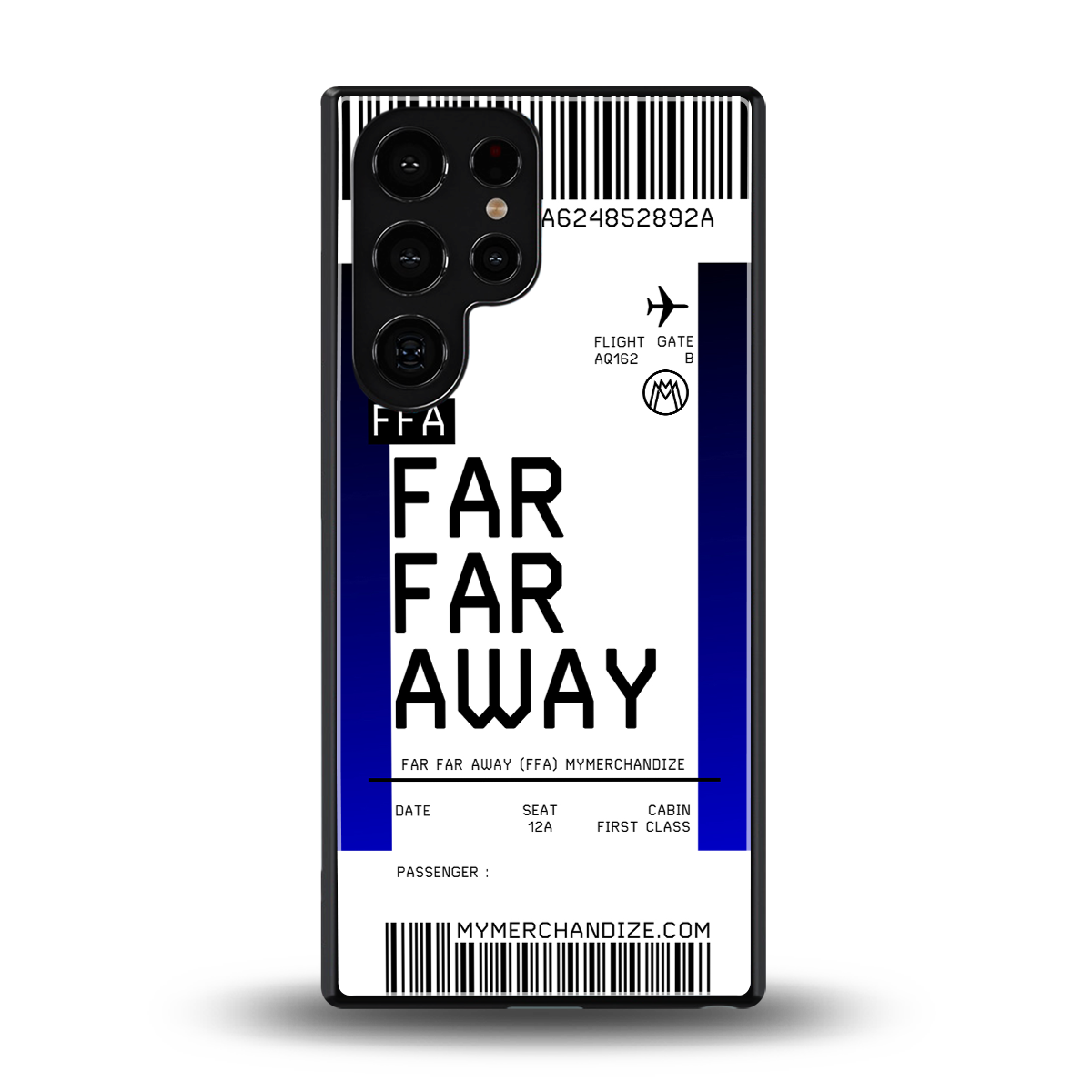 far far away boarding pass ticket back phone cover | glass case for samsung galaxy s25 ultra