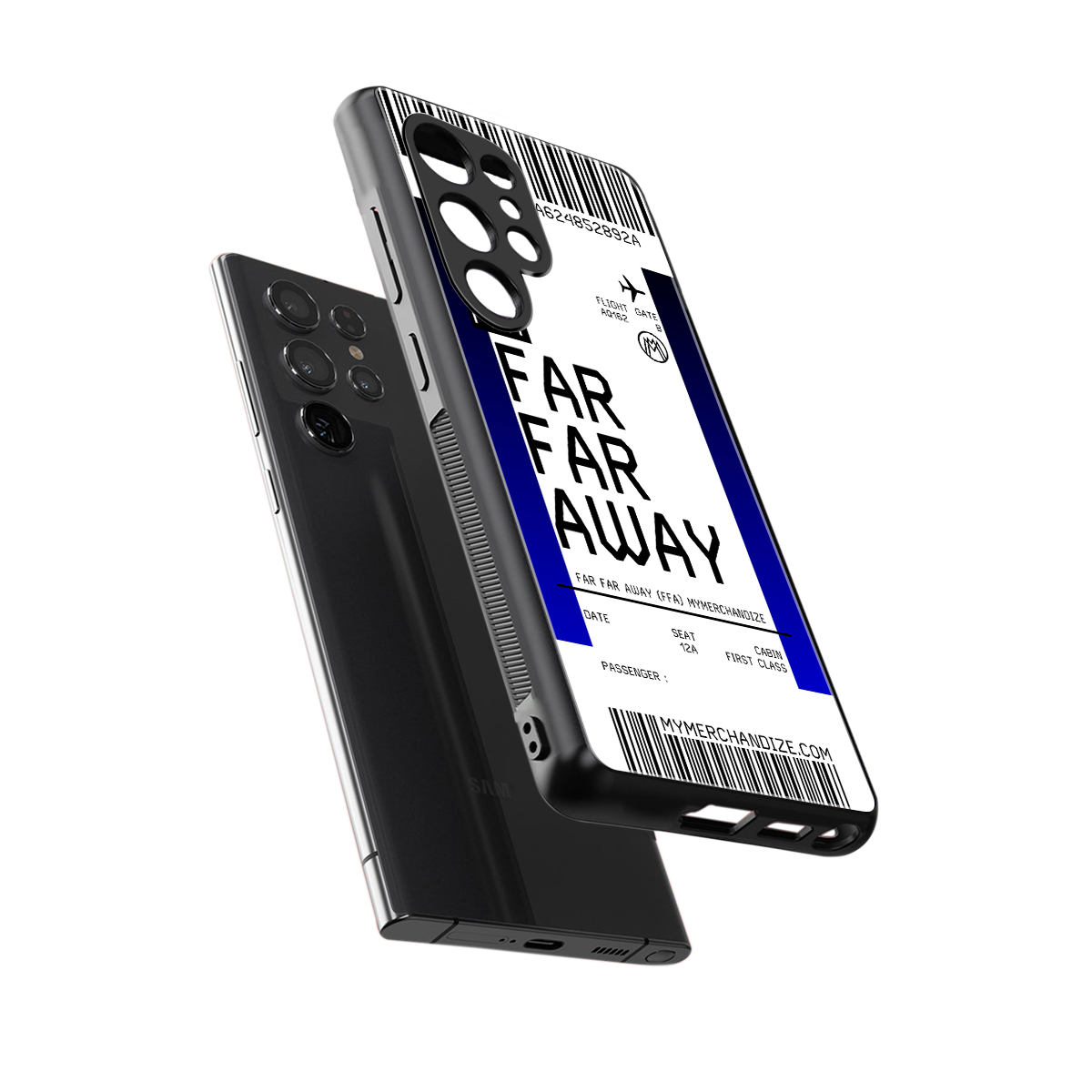 far far away boarding pass ticket back phone cover | glass case for samsung galaxy s25 ultra