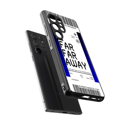 far far away boarding pass ticket back phone cover | glass case for samsung galaxy s25 ultra