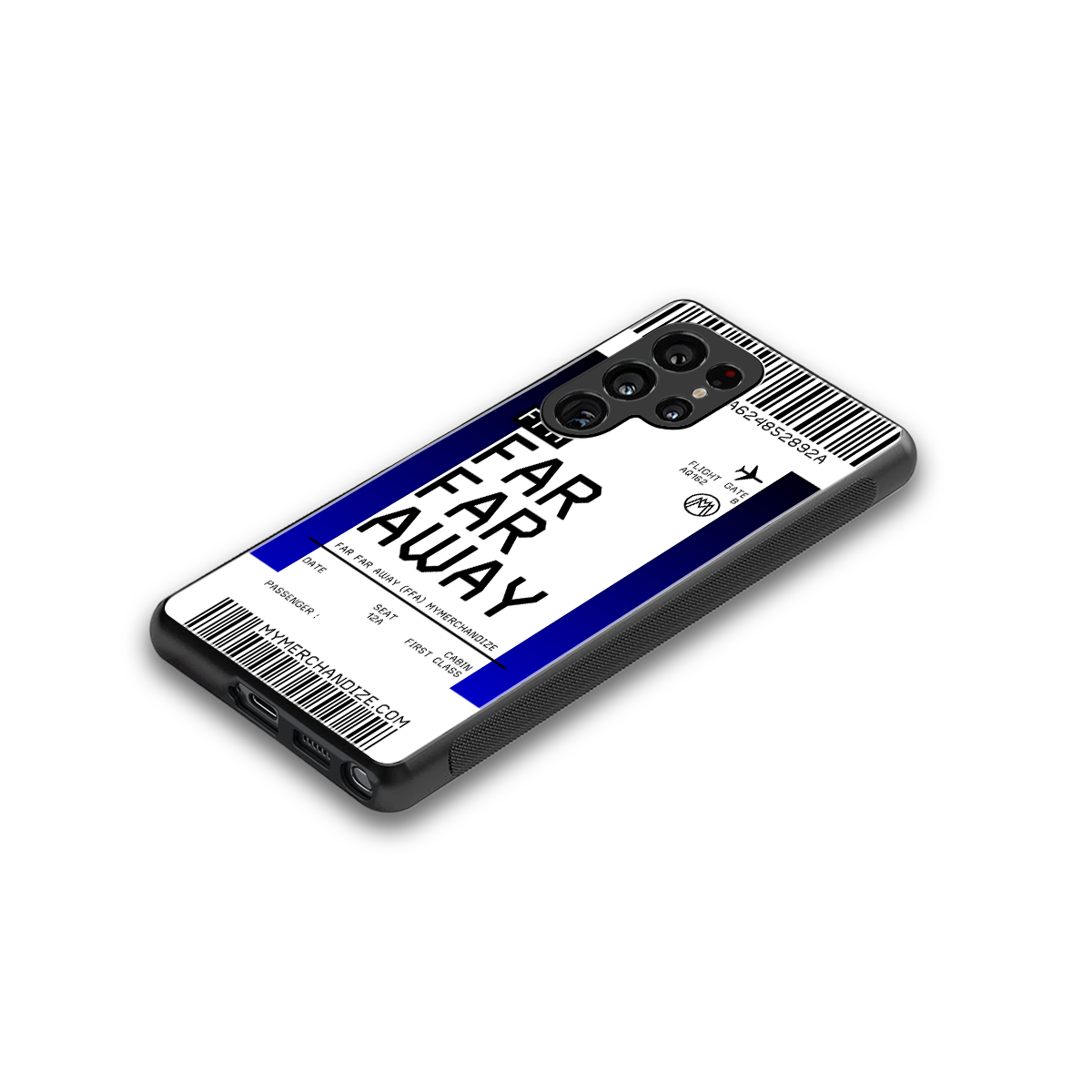 far far away boarding pass ticket back phone cover | glass case for samsung galaxy s25 ultra