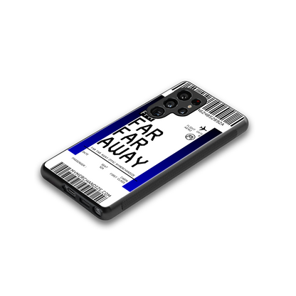 far far away boarding pass ticket back phone cover | glass case for samsung galaxy s25 ultra