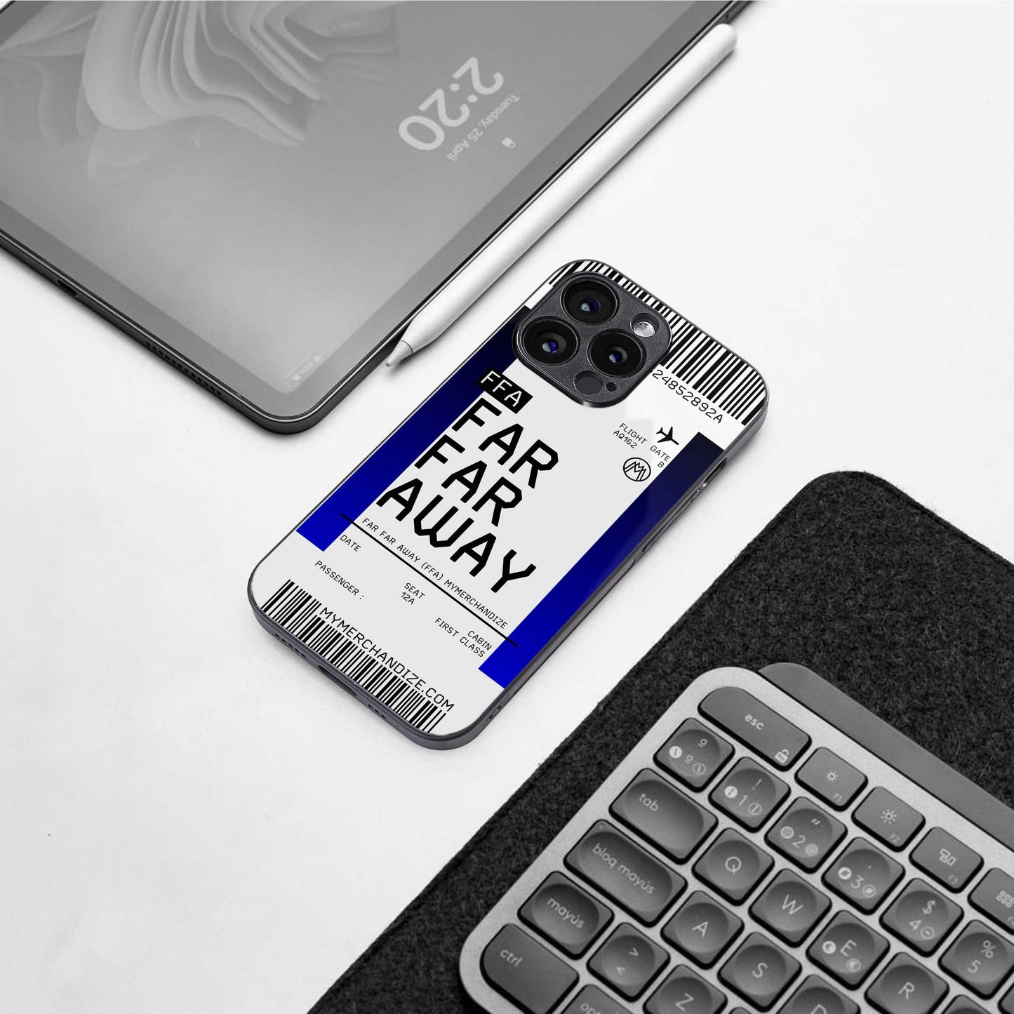 far far away boarding pass ticket back phone cover | glass case for samsung galaxy s23 plus