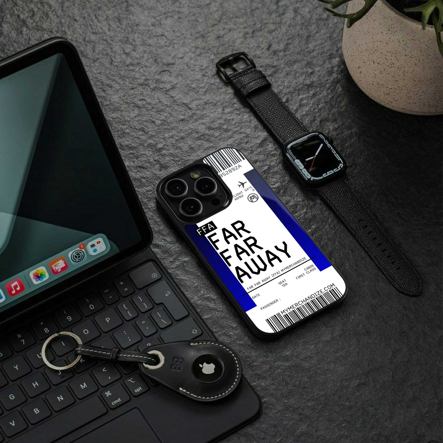 far far away boarding pass ticket back phone cover | glass case for iphone 16e