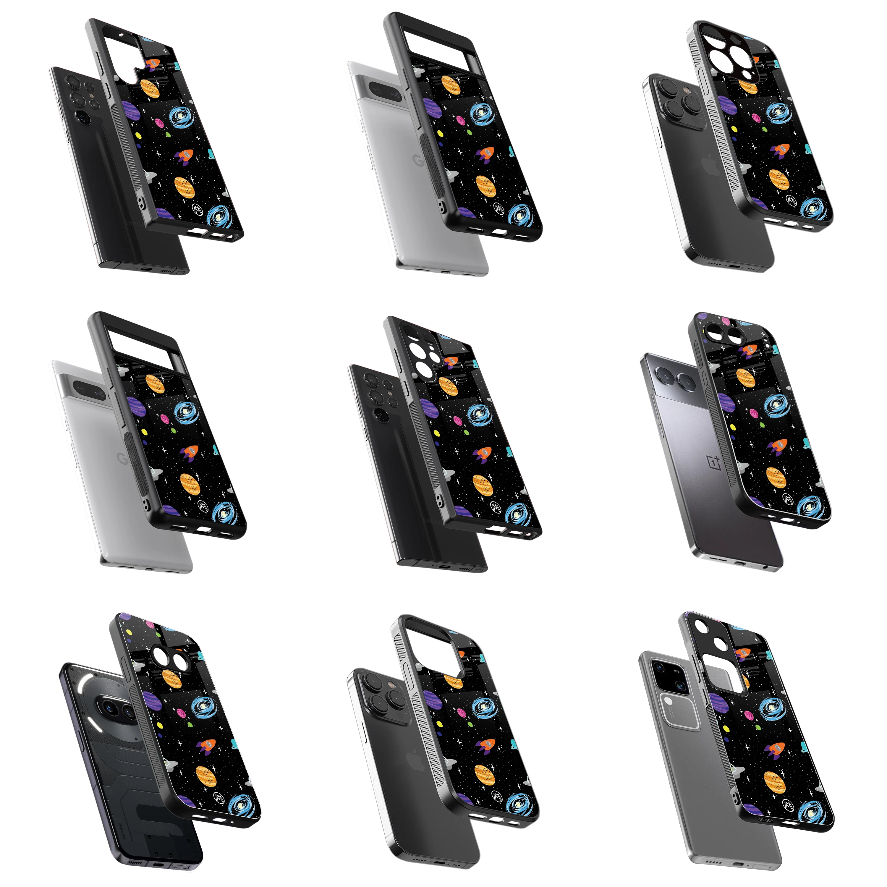 Durable Glass Back Mobile Case for iPhone, Samsung, OnePlus, Google Pixel, Redmi, Vivo, Oppo