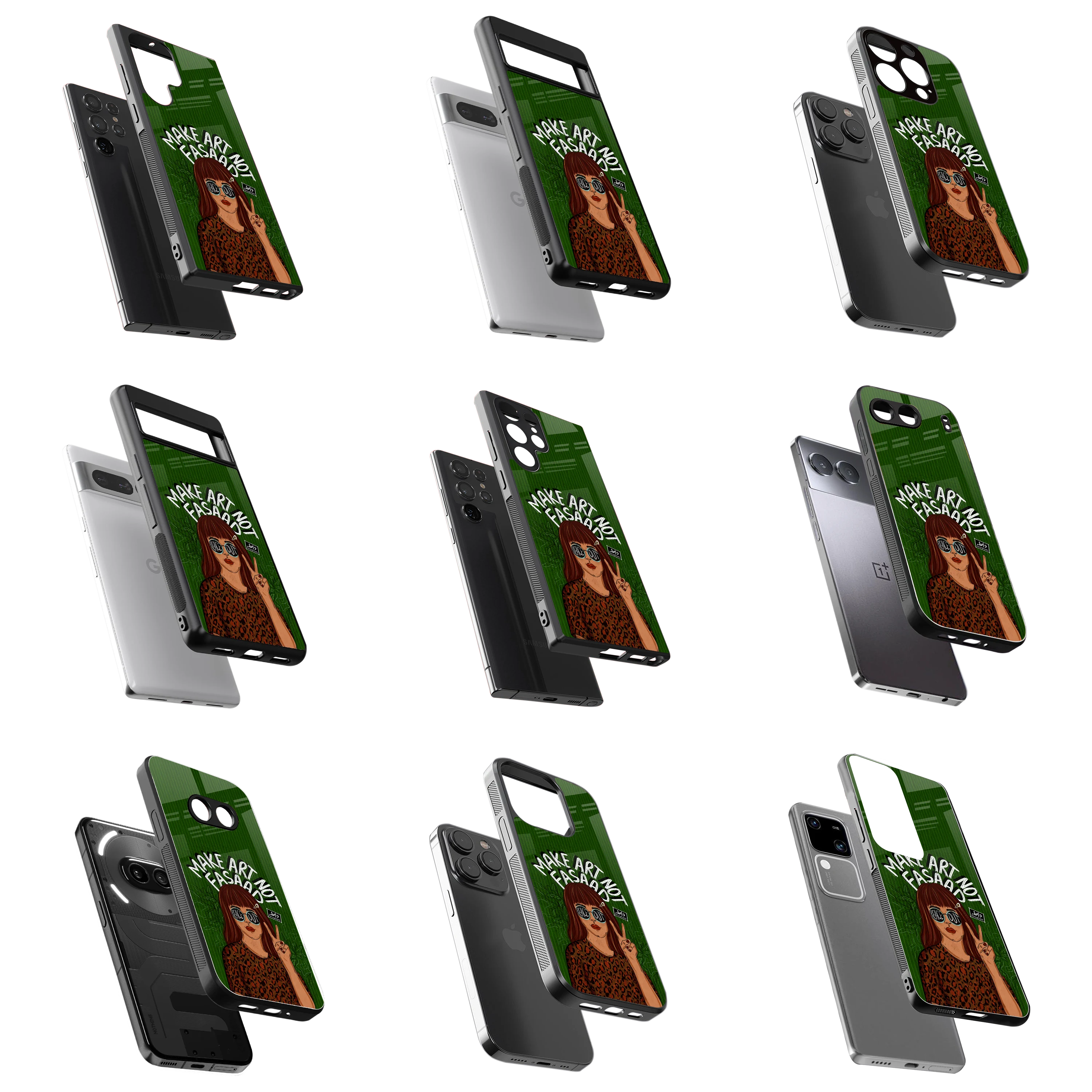 Durable Glass Back Mobile Case for iPhone, Samsung, OnePlus, Google Pixel, Redmi, Vivo, Oppo
