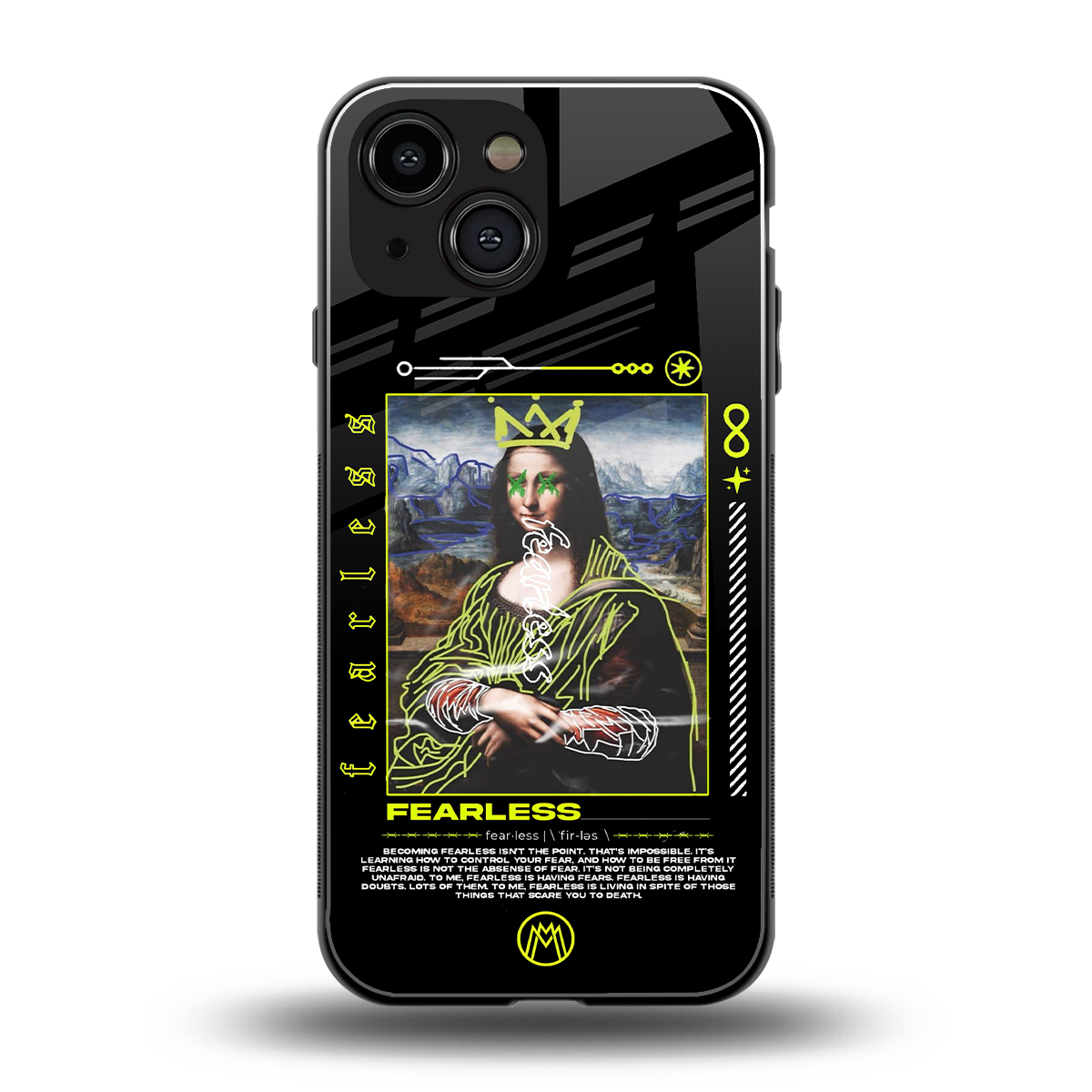 fearless mona lisa back phone cover | glass case for iphone 13 mini