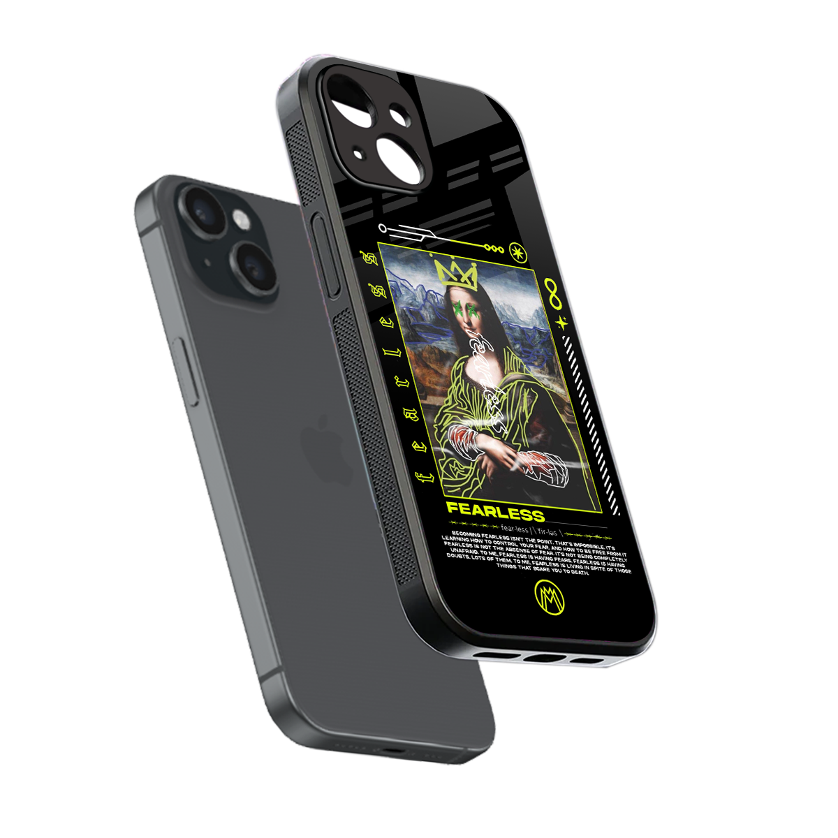 fearless mona lisa back phone cover | glass case for iphone 13 mini