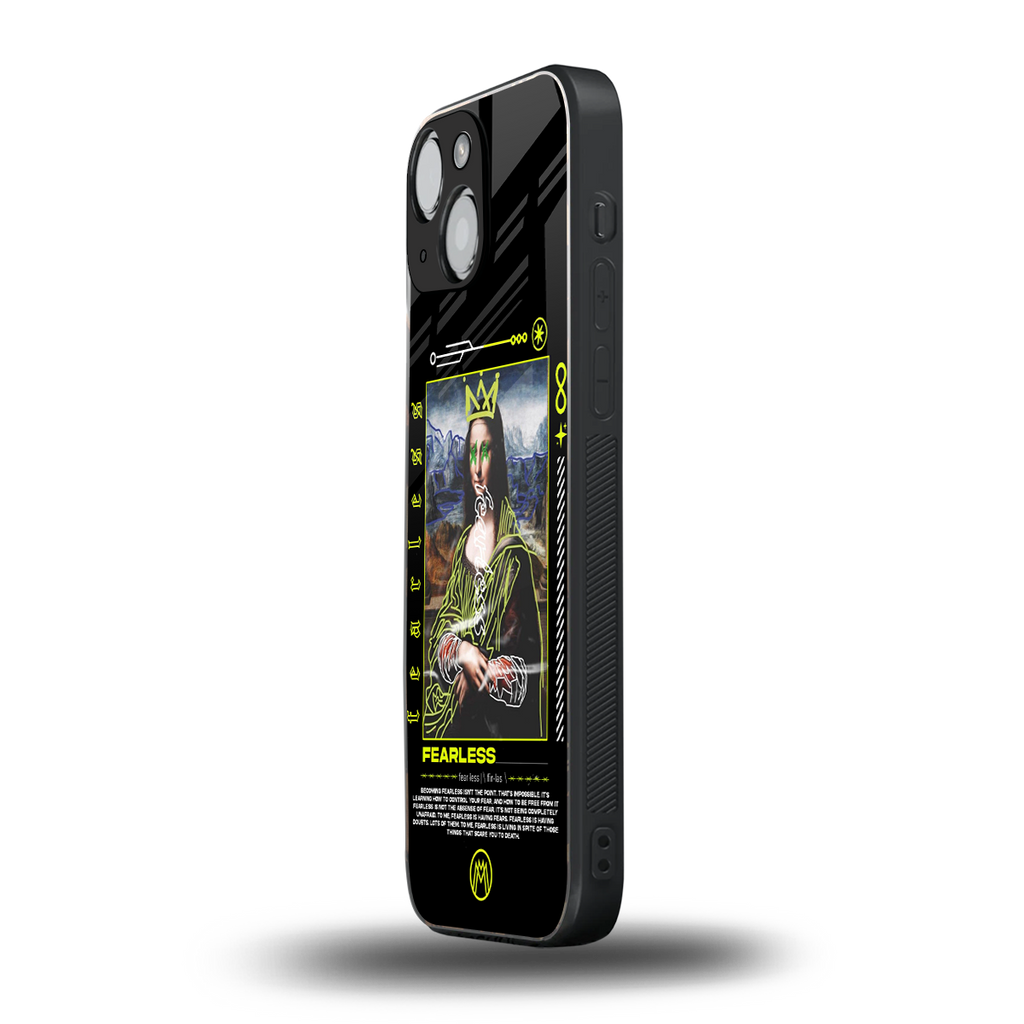 fearless mona lisa back phone cover | glass case for iphone 13 mini