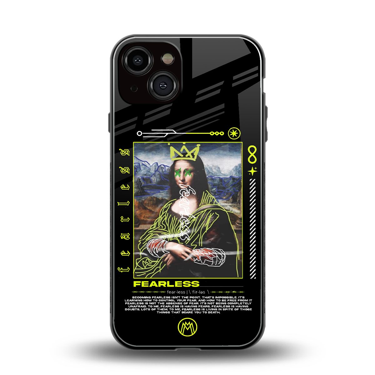 fearless mona lisa back phone cover | glass case for iphone 13