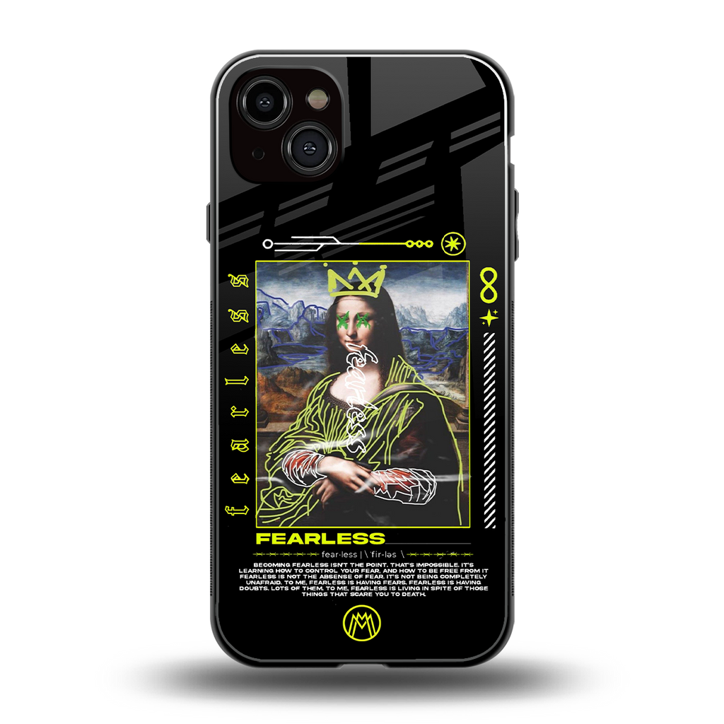 fearless mona lisa back phone cover | glass case for iphone 14 plus
