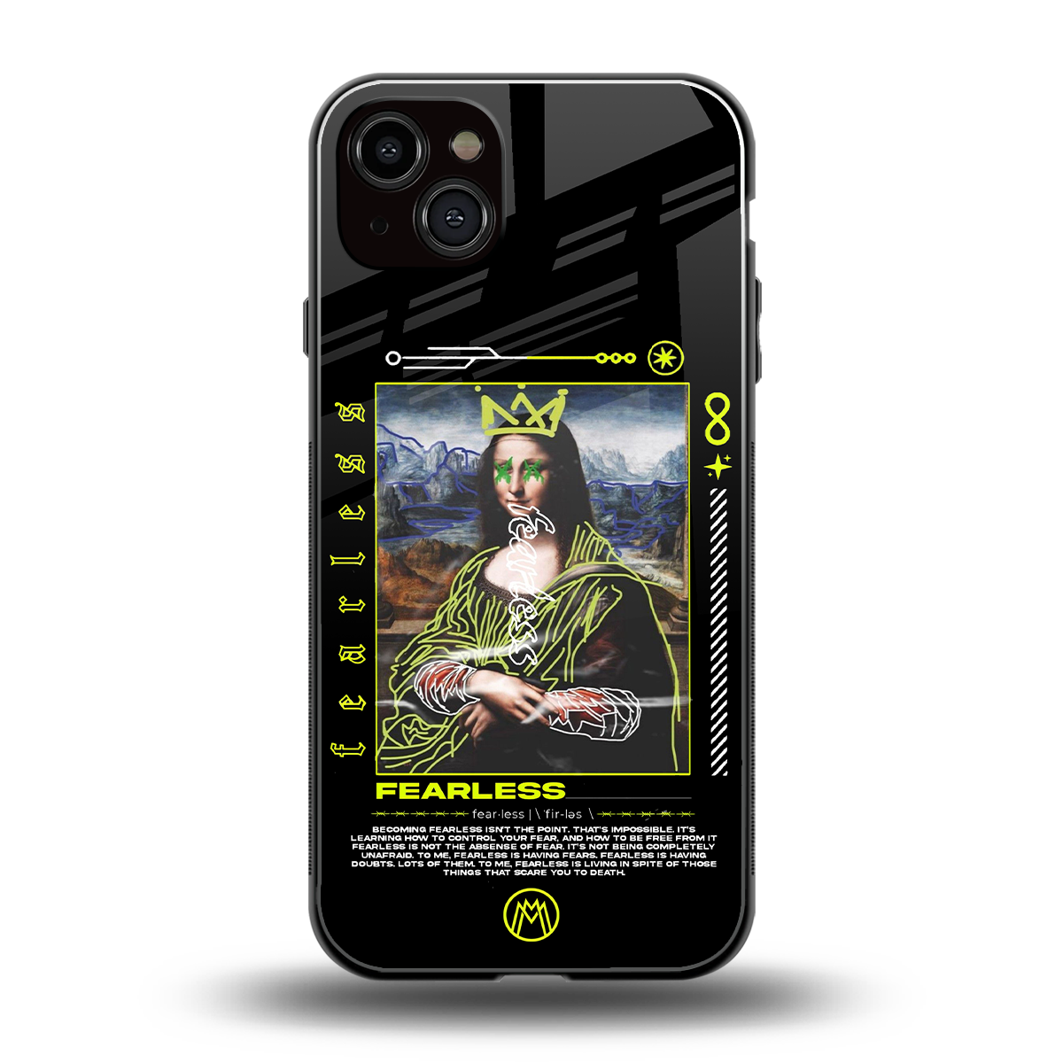 fearless mona lisa back phone cover | glass case for iphone 14 plus