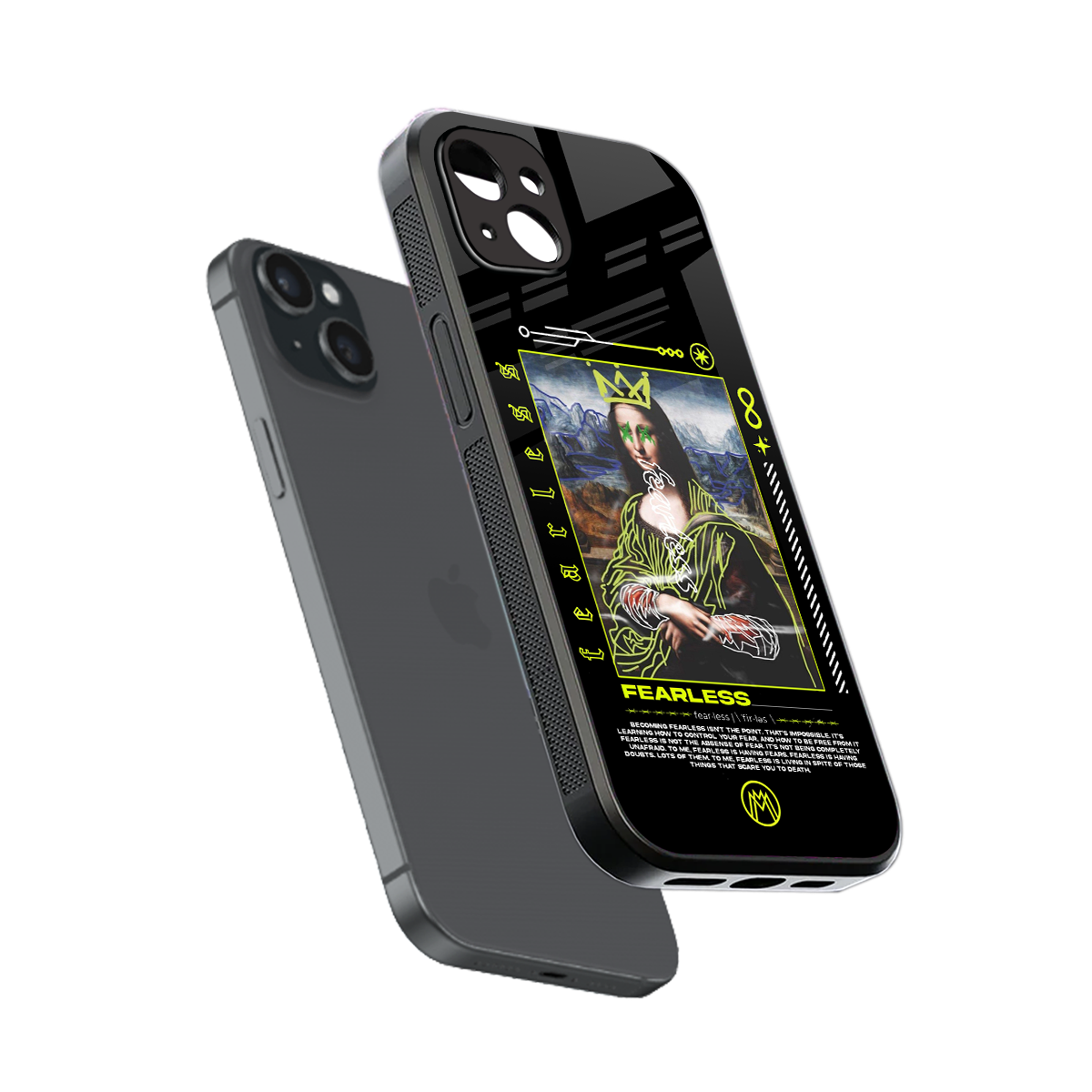 fearless mona lisa back phone cover | glass case for iphone 15 plus
