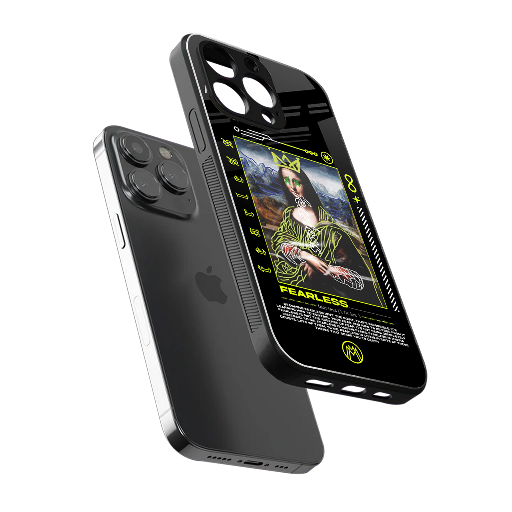 fearless mona lisa back phone cover | glass case for iphone 15 pro