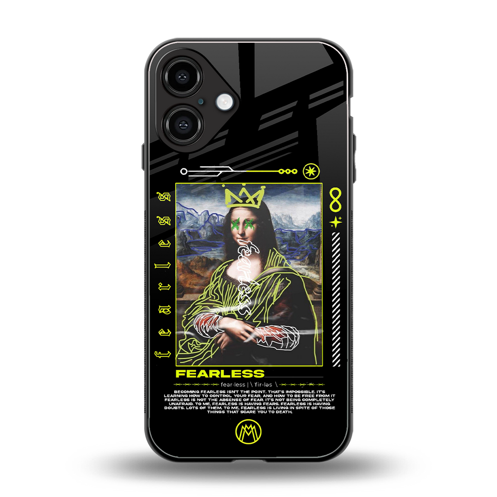 fearless mona lisa back phone cover | glass case for iphone 16 plus