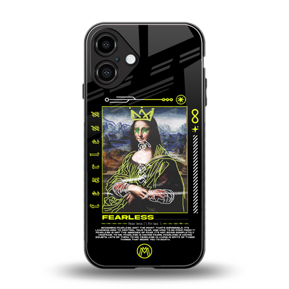 fearless mona lisa back phone cover | glass case for iphone 16 plus
