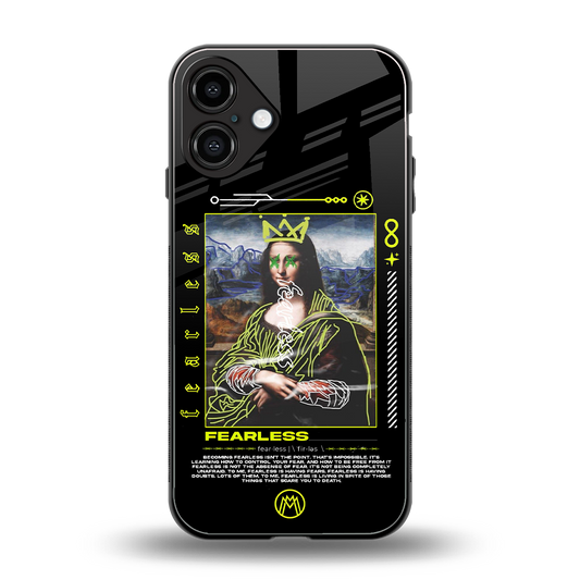 fearless mona lisa back phone cover | glass case for iphone 16 plus