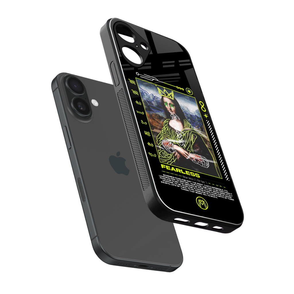 fearless mona lisa back phone cover | glass case for iphone 16 plus