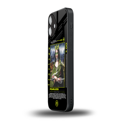 fearless mona lisa back phone cover | glass case for iphone 16 plus