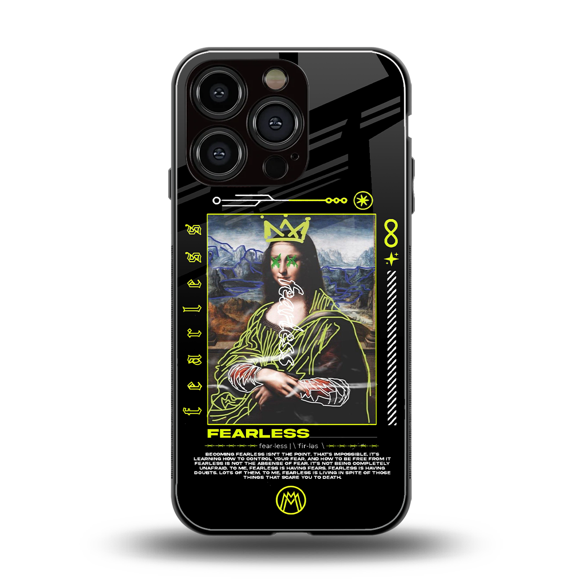 fearless mona lisa back phone cover | glass case for iphone 16 pro