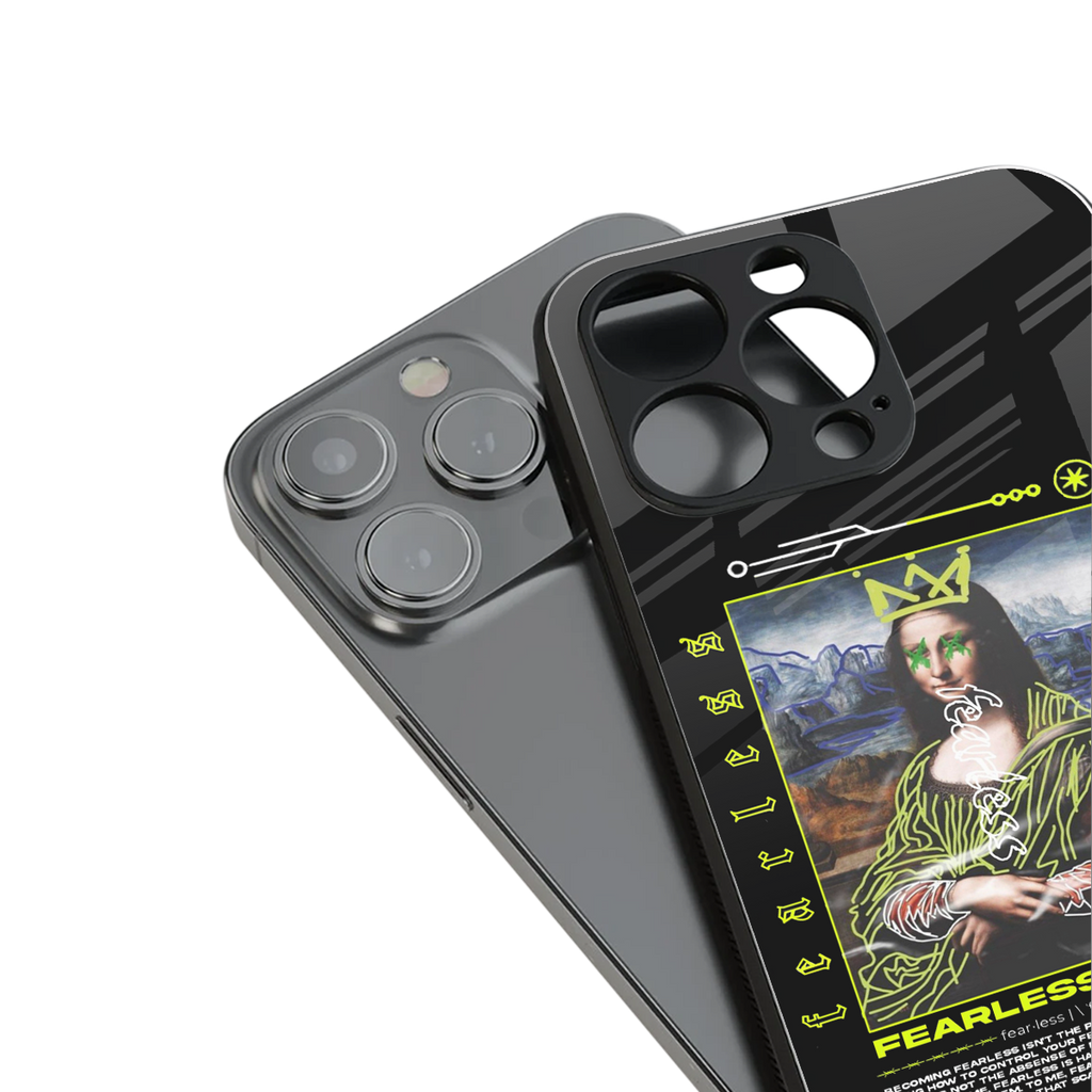 fearless mona lisa back phone cover | glass case for iphone 15 pro