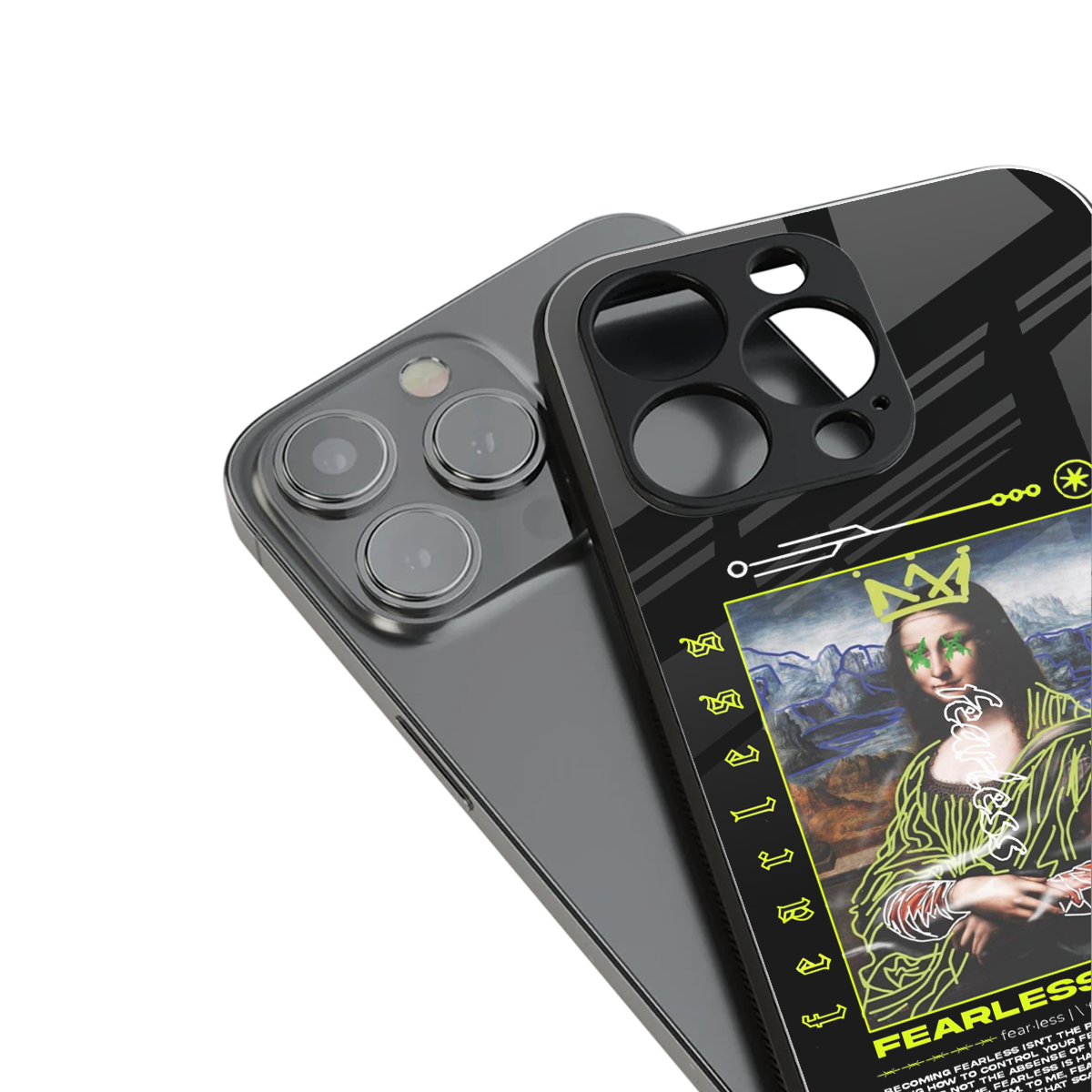 fearless mona lisa back phone cover | glass case for iphone 15 pro