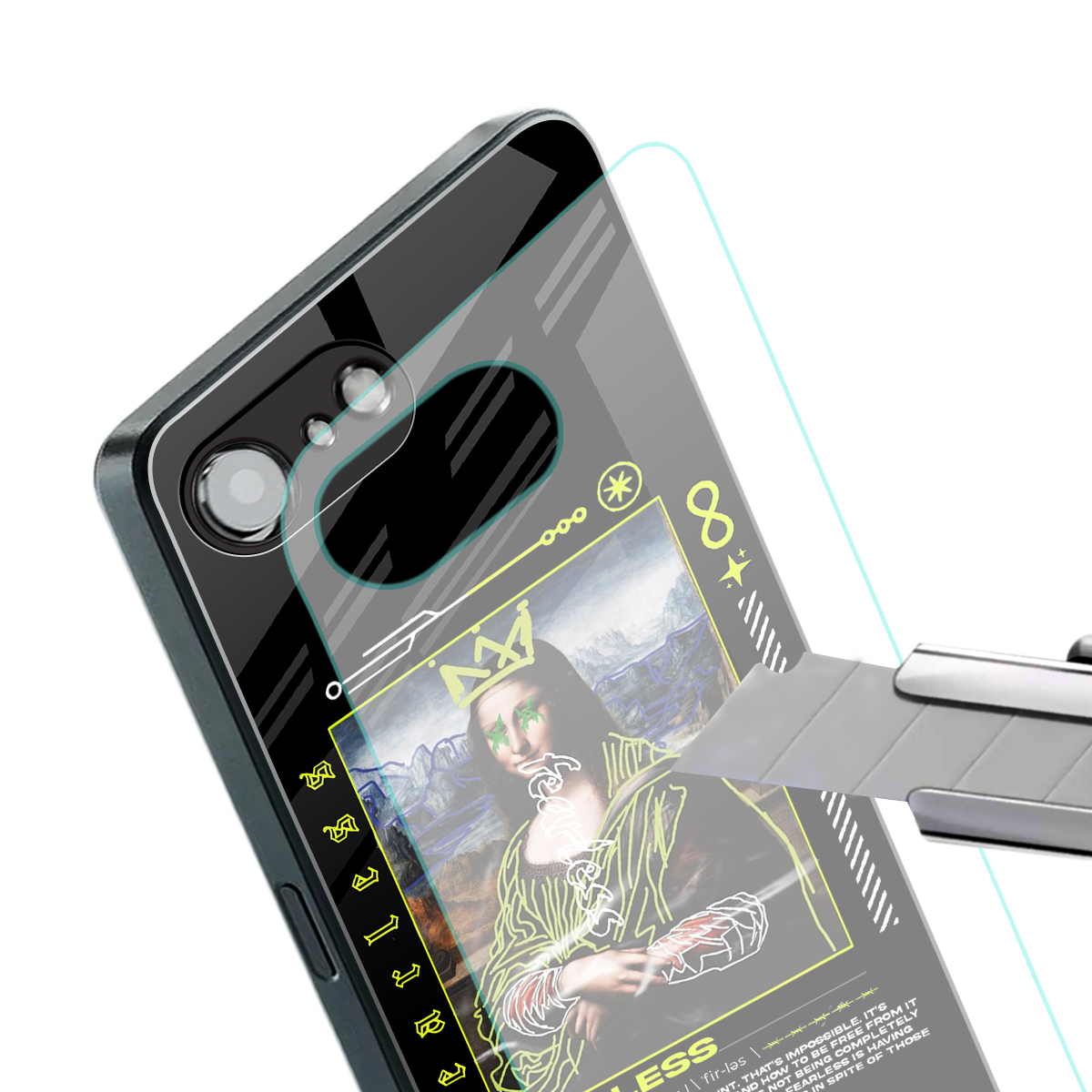 fearless mona lisa back phone cover | glass case for iphone 16e