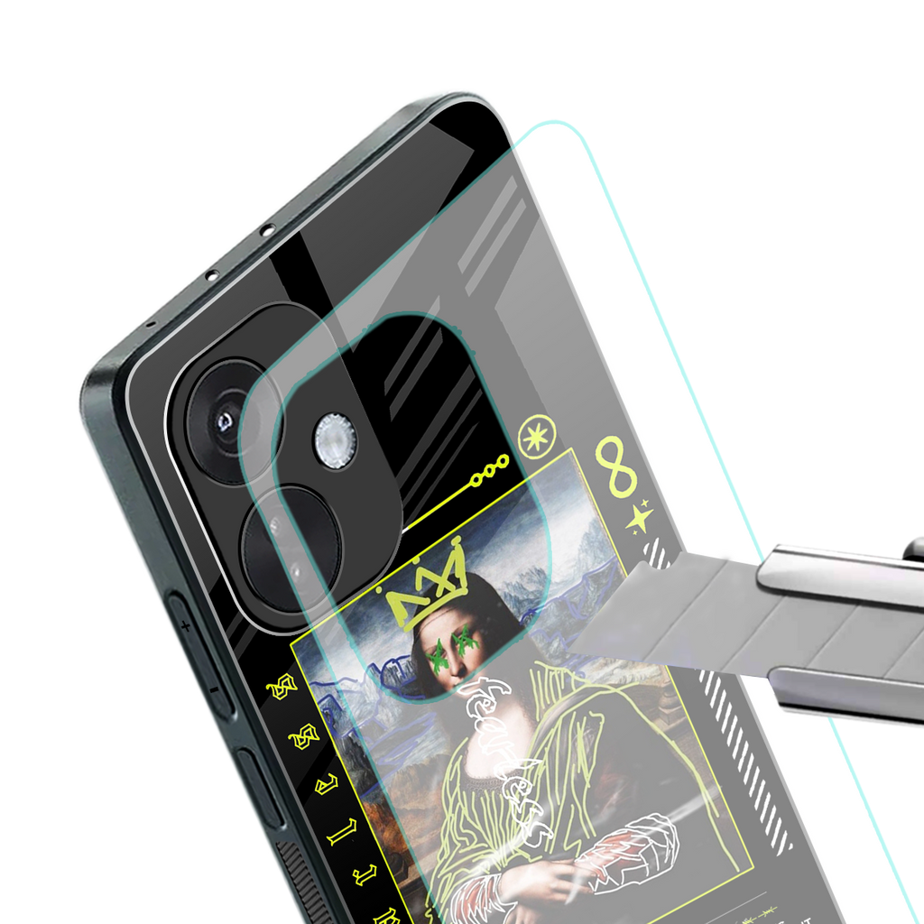 fearless mona lisa back phone cover | glass case for oneplus nord ce 3