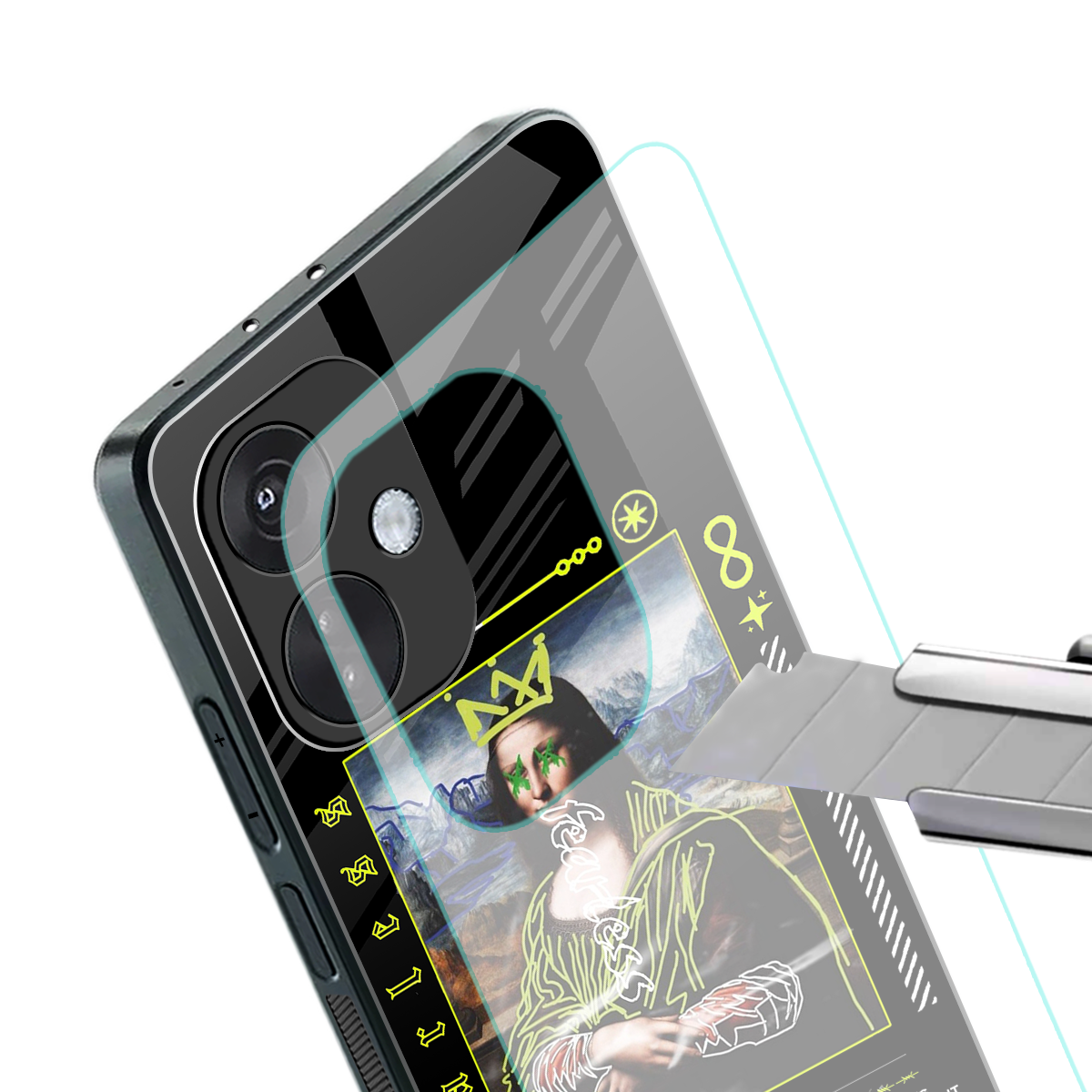 fearless mona lisa back phone cover | glass case for oneplus nord ce 3