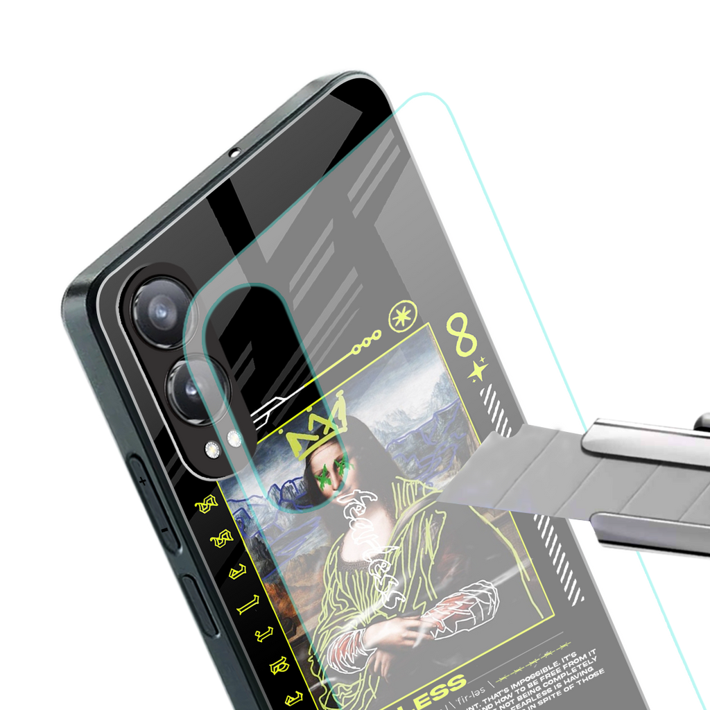 fearless mona lisa back phone cover | glass case for oneplus nord ce 4 lite
