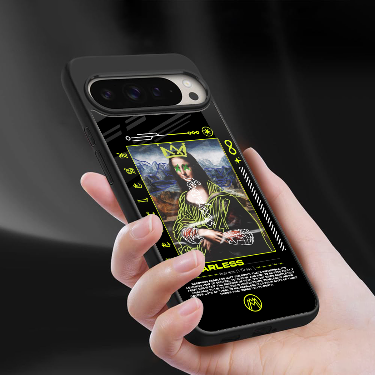fearless mona lisa back phone cover | glass case for google pixel 9 pro xl