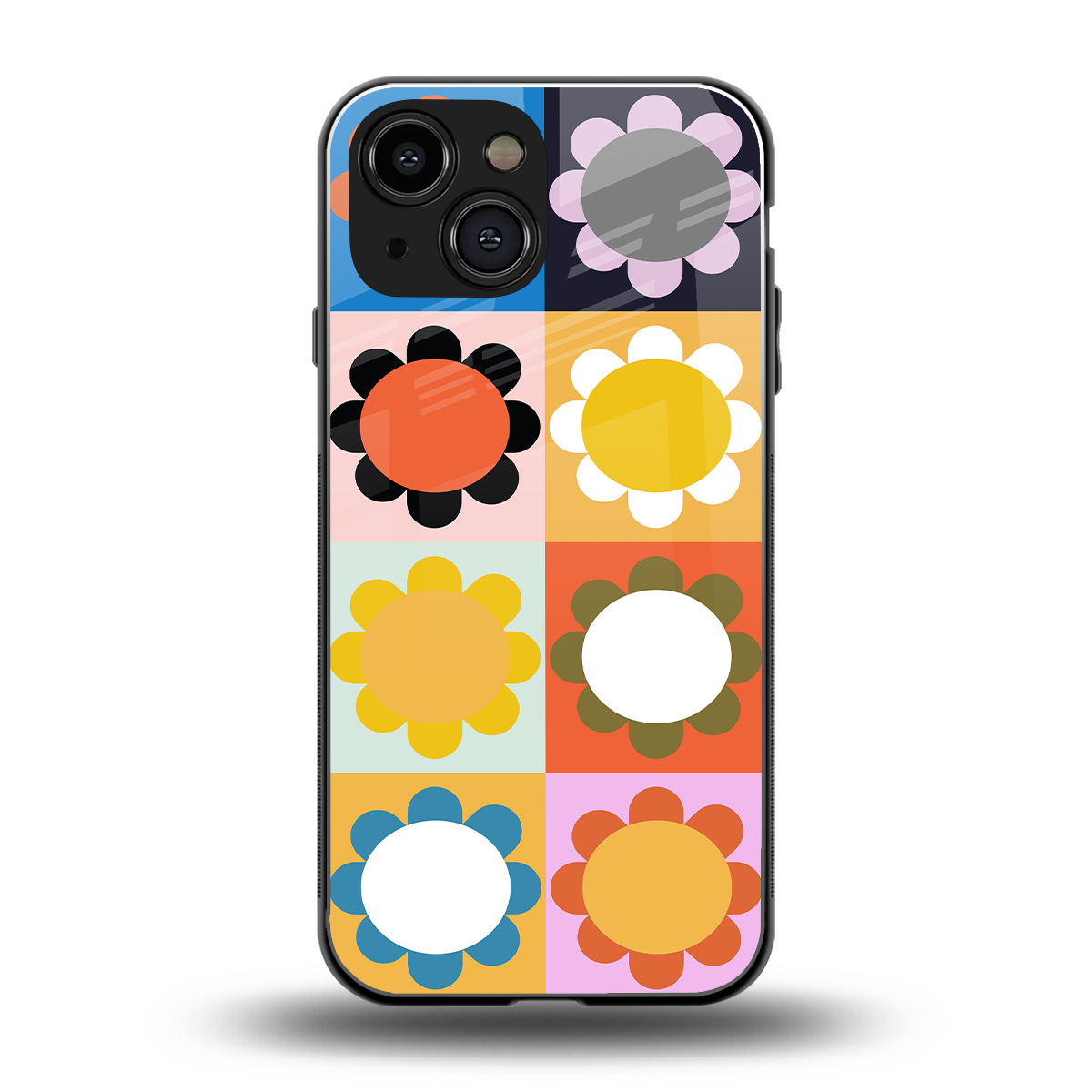 floral joy back phone cover | glass case for iphone 13 mini