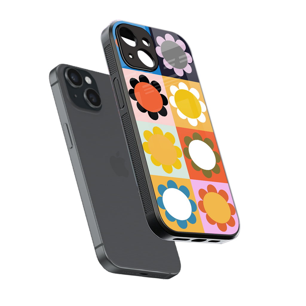 floral joy back phone cover | glass case for iphone 13 mini