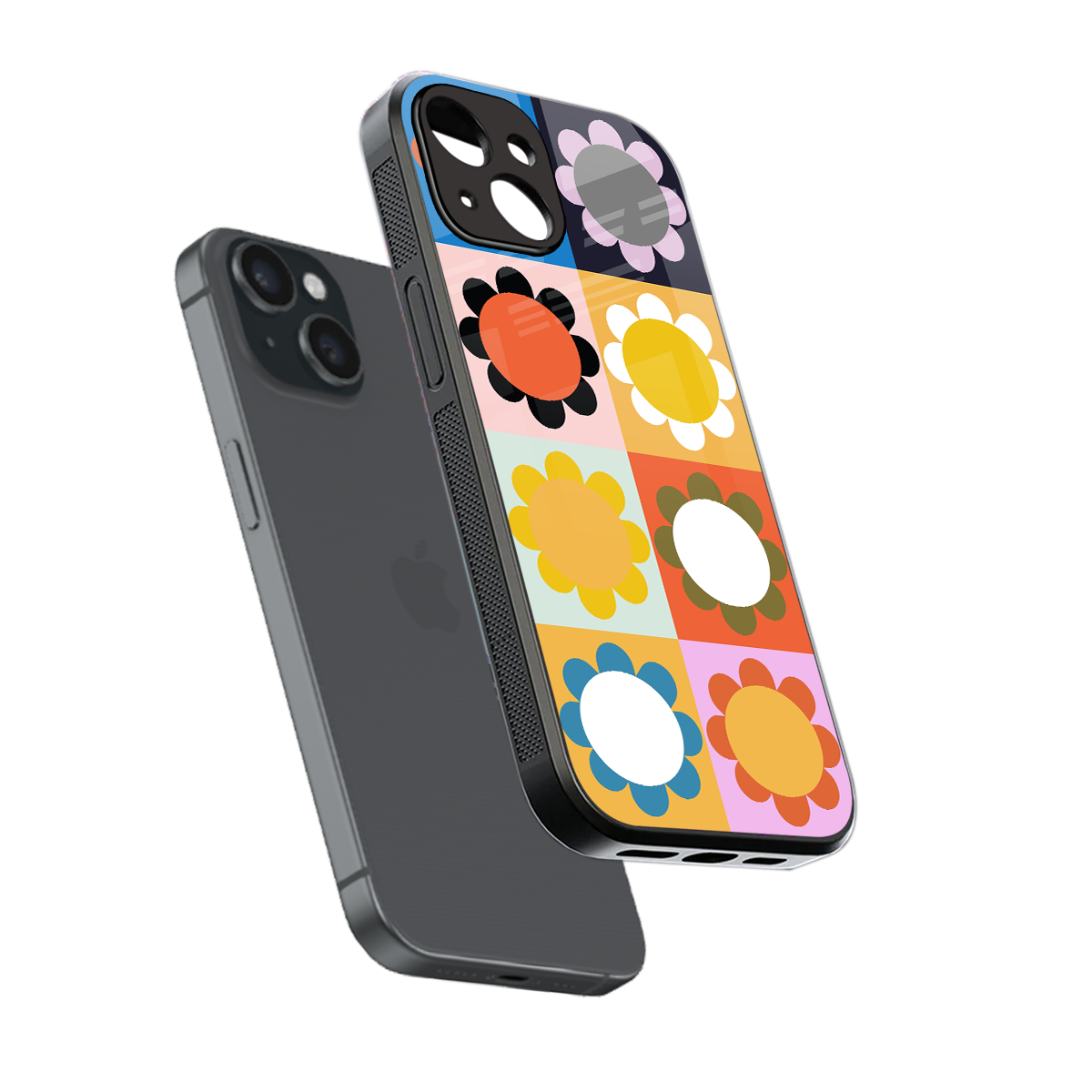 floral joy back phone cover | glass case for iphone 13 mini