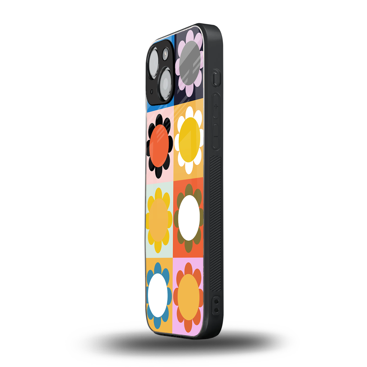 floral joy back phone cover | glass case for iphone 13 mini