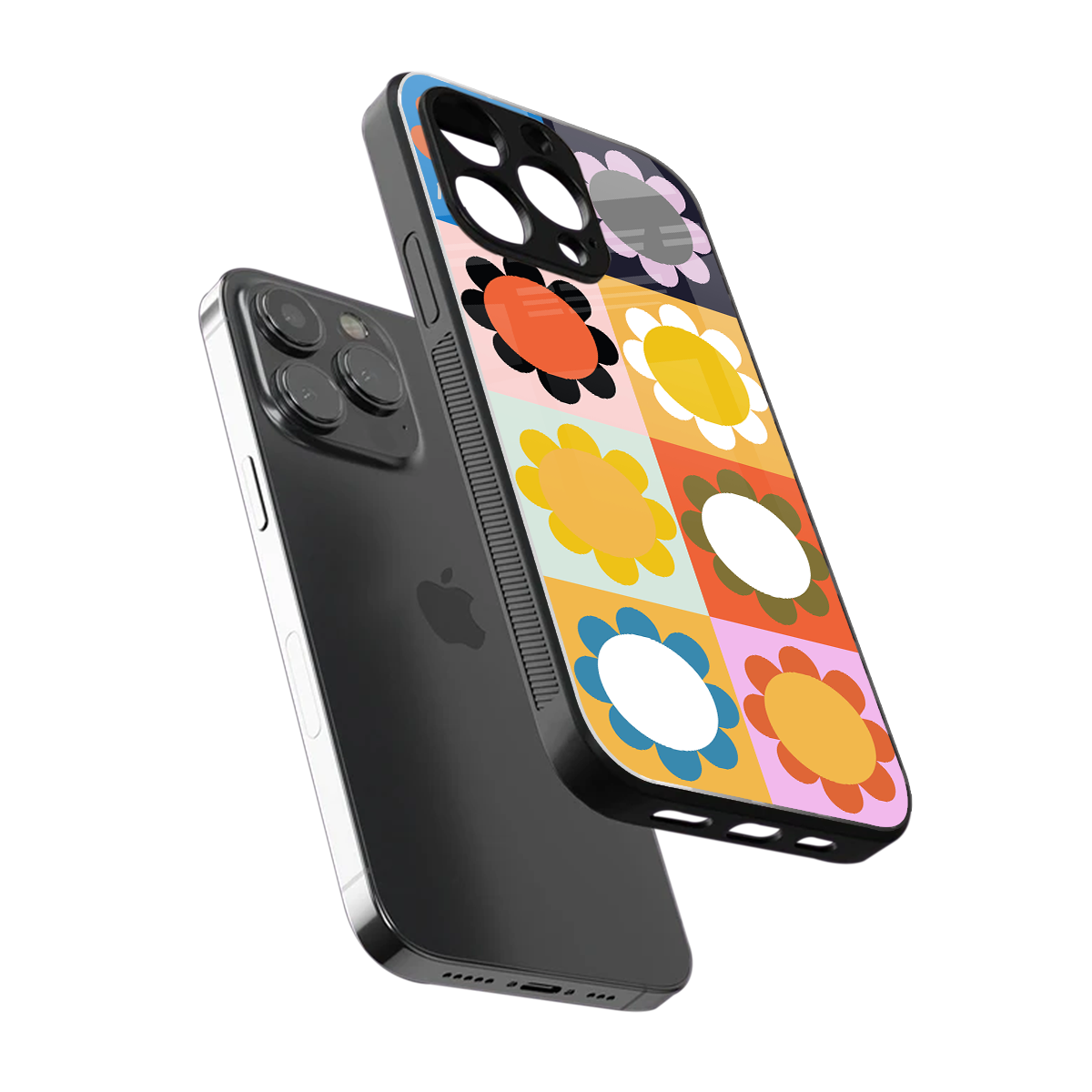 floral joy back phone cover | glass case for iphone 15 pro max